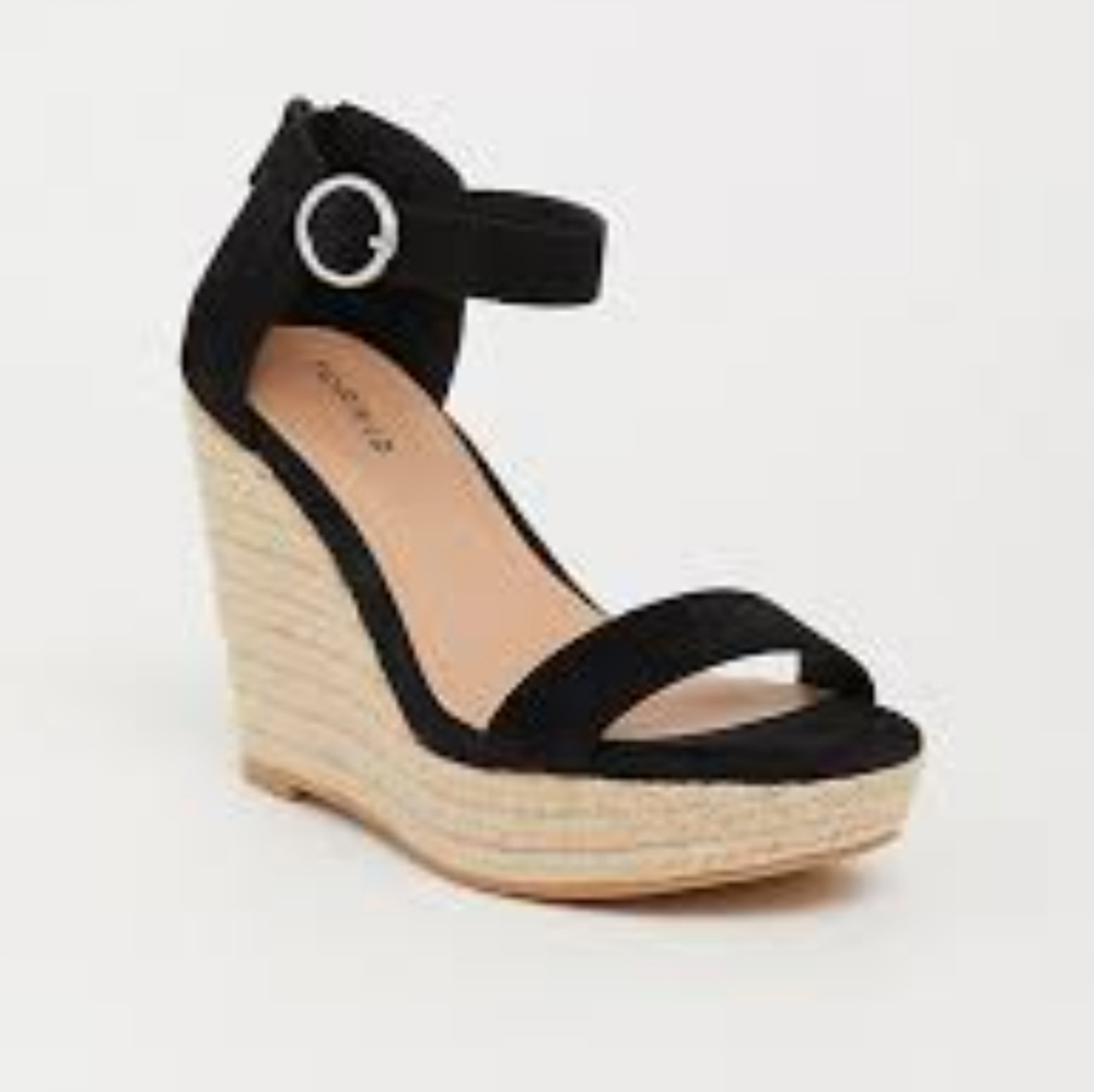 Torrid Black Espadrille Platform Wedge Wide Width